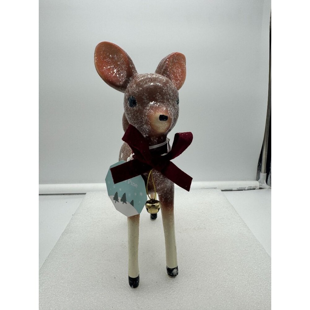 NWT White Pine Brown and White Glitter Deer Christmas Holiday Decor